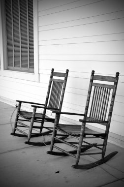 Rocking chairs in black and white clipart