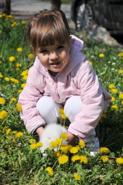 Girl with a rabbit clipart