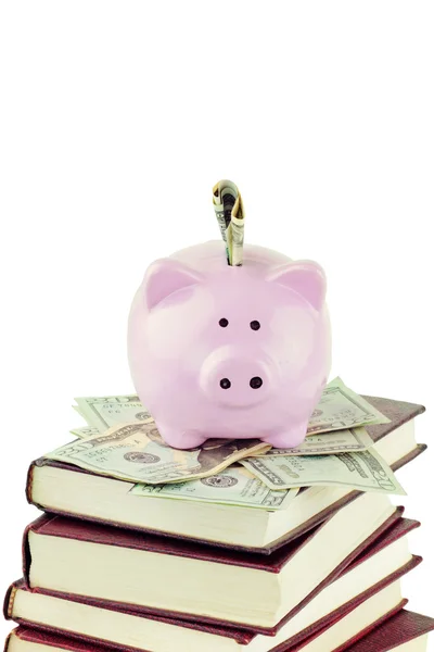 Piggy Bank and School Books — Stock Photo, Image