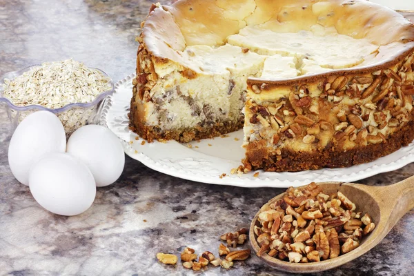 Södra pecan cheesecake — Stockfoto