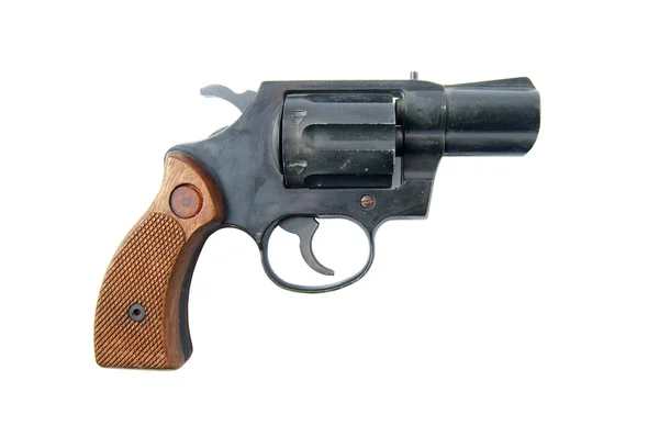 Пистолет Black Smith & Wesson на белом фоне — стоковое фото