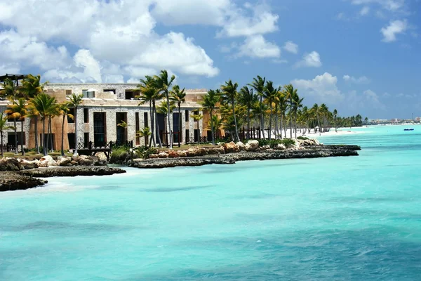 Luxus szálloda komplexum és a tengerpart, a cap cana tengerparti Stock Kép