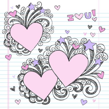 Yarım yamalak Sevgililer günü aşk kalp defter Doodles