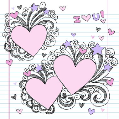 Sketchy Valentine's Day Love Heart Notebook Doodles clipart