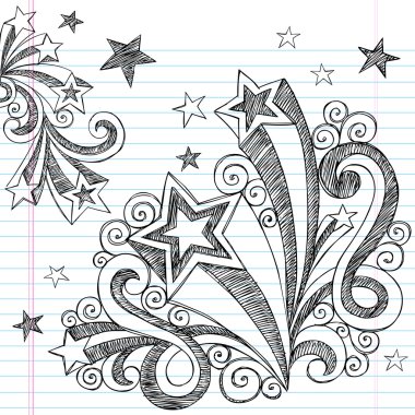 Sketchy Back to School Starburst Notebook Doodles clipart