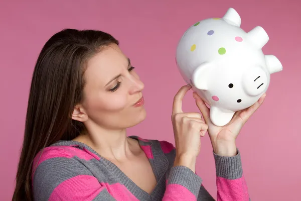 Piggy bank vrouw — Stockfoto