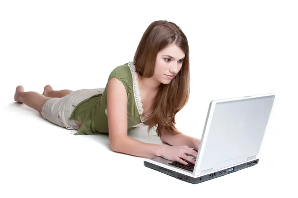 Dziewczyna laptopa — Zdjęcie stockowe