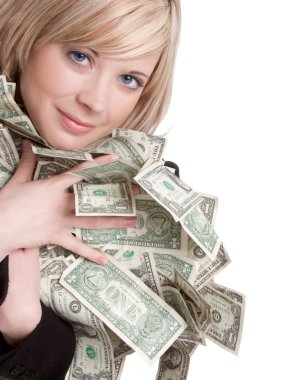 Woman Holding Money clipart