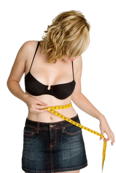 Vrouw meten taille — Stockfoto