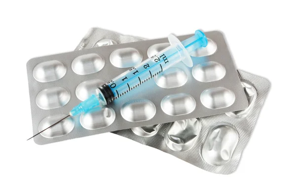 Syringes and tablets — Stock Photo, Image