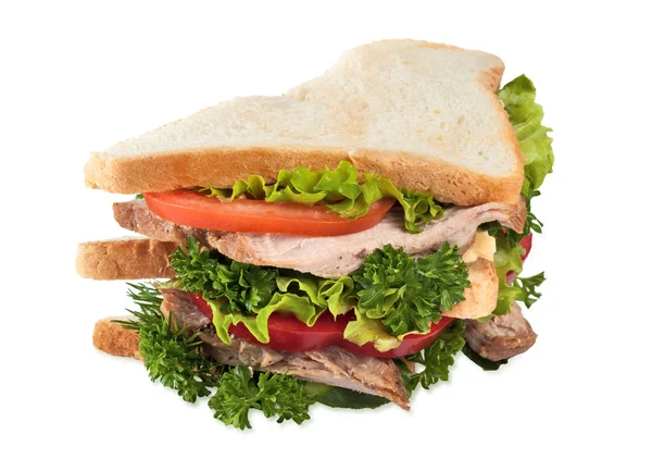 Grand sandwich isolé sur blanc — Photo