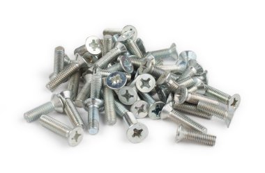 Metal screw on white clipart