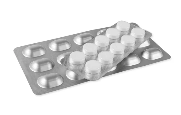 Blister con pastillas aisladas en blanco — Foto de Stock