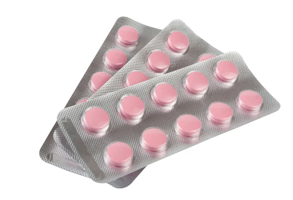 Blister con pillole isolate su bianco — Foto Stock