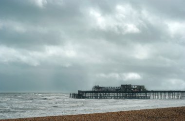 Burnt pier hastings england clipart