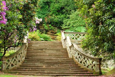 Stone stairs in Hever Castle gardens England clipart