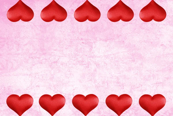 Pink watercolor paper with valentines heart border — Stock Photo, Image
