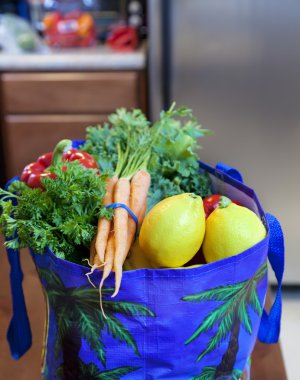 Fresh Produce in a Grocery Bag clipart