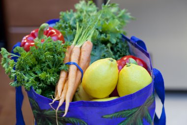 Fresh Produce in a Grocery Bag clipart