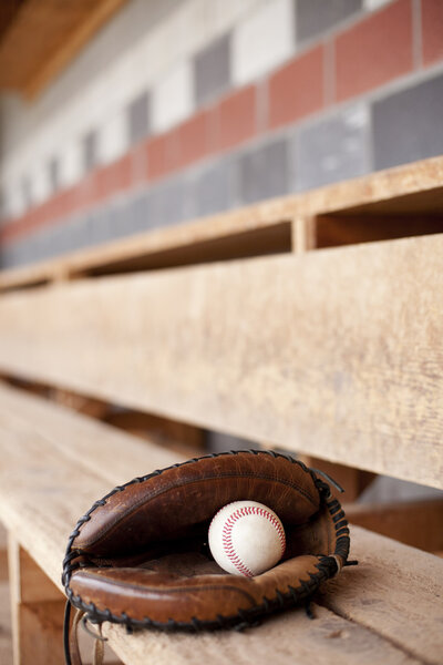 Baseball Glove in Dugout