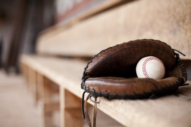 Catcher's Mitt in Dugout clipart