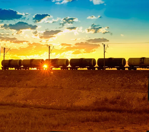 Проезжающий грузовой поезд Стоковое Фото
