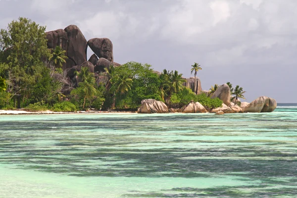 Source d Argent beach at La Digue, Seychelles — Stock Photo, Image