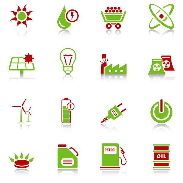 Icônes de l'énergie - série vert-rouge — Image vectorielle