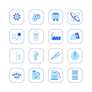 Energy icons - blue series clipart