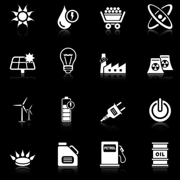 Icônes énergétiques - série noire — Image vectorielle