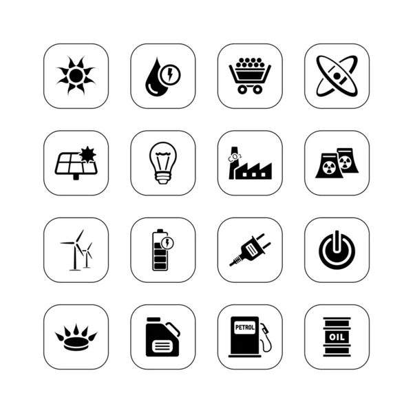 Iconos de energía - Serie BW — Vector de stock