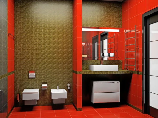 Interior moderno de un cuarto de baño 3D —  Fotos de Stock