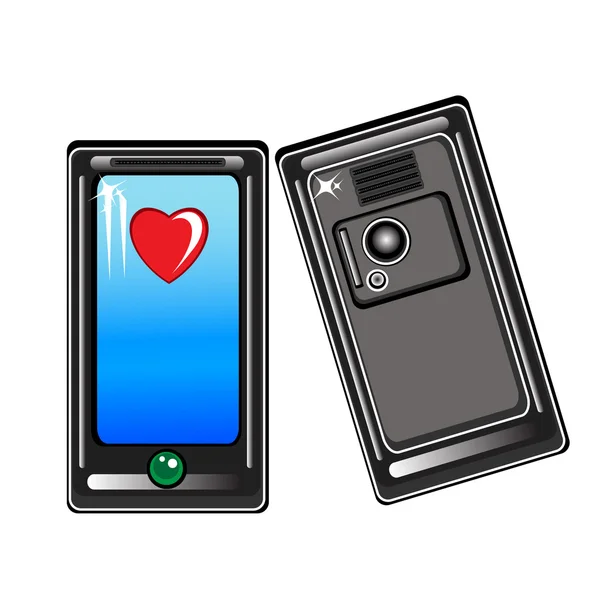 Téléphone intelligent avec un cœur — Image vectorielle