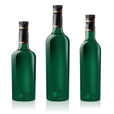 Set of green wine bottle clipart