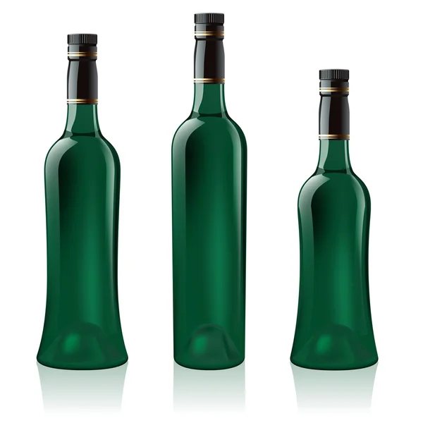 緑のワインボトルのセット — ストックベクタ
