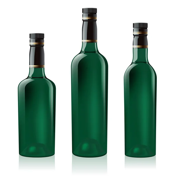 緑のワインボトルのセット — ストックベクタ