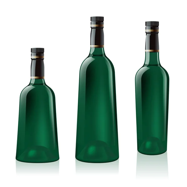 Set de botella de vino verde — Vector de stock