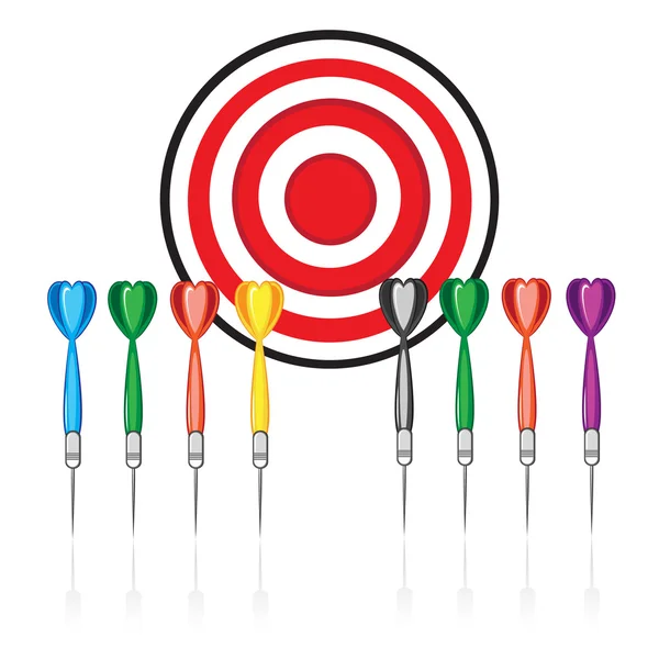 Vörös cél és színes darts — Stock Vector