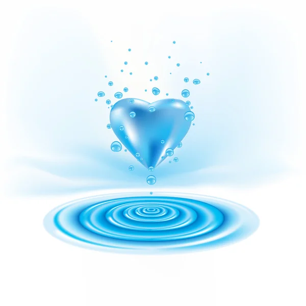 Waterdrop and Heart — Stock Vector