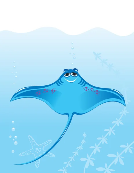 卡通海洋黄貂鱼 — 图库矢量图片
