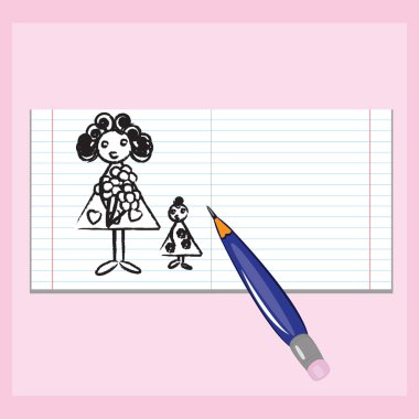 Drawing in a notebook Mother's Day vector