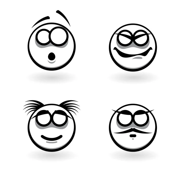 Cuatro dibujos animados de emociones abstractas . — Vector de stock
