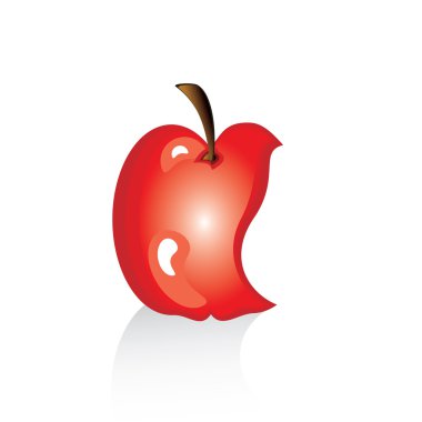 The bitten off red apple clipart