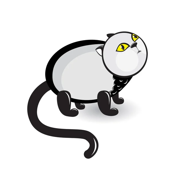 悲しそうな目を持つ漫画灰色猫 — ストックベクタ