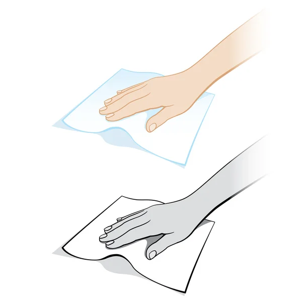 Deux variantes d'une main de femme avec un chiffon — Image vectorielle