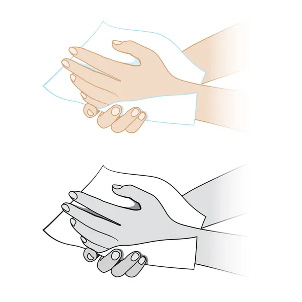 用纸巾的手 — 图库矢量图片