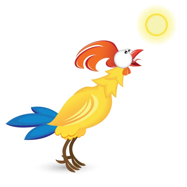 公鸡和太阳 — 图库矢量图片