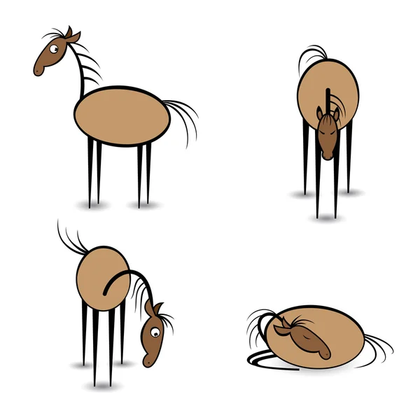 stock vector Abstract four horses in different positions