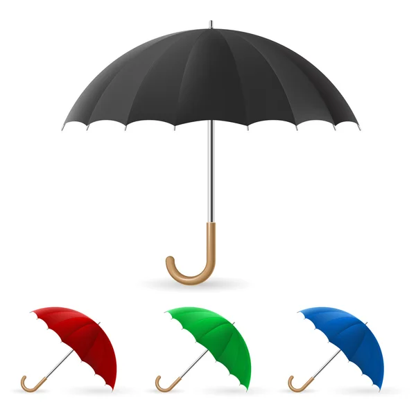 Realistiska paraply i fyra färger — Stock vektor