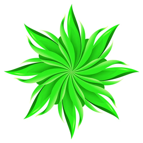 Une fleur verte abstraite sur fond blanc . — Image vectorielle